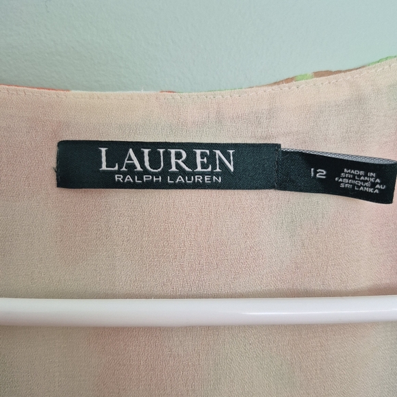 Lauren Ralph Lauren Women's Peach Floral Georgette Sleeveless Midi Dress Size 12 - Picture 7 of 8